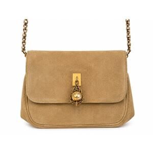 Vintage Suede Mini Shoulder Bag Camel Beige Chain Strap 70s/80s